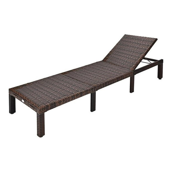Pemberly Row Rattan & Steel Outdoor Lounge Chair with Removable Cushion in Red