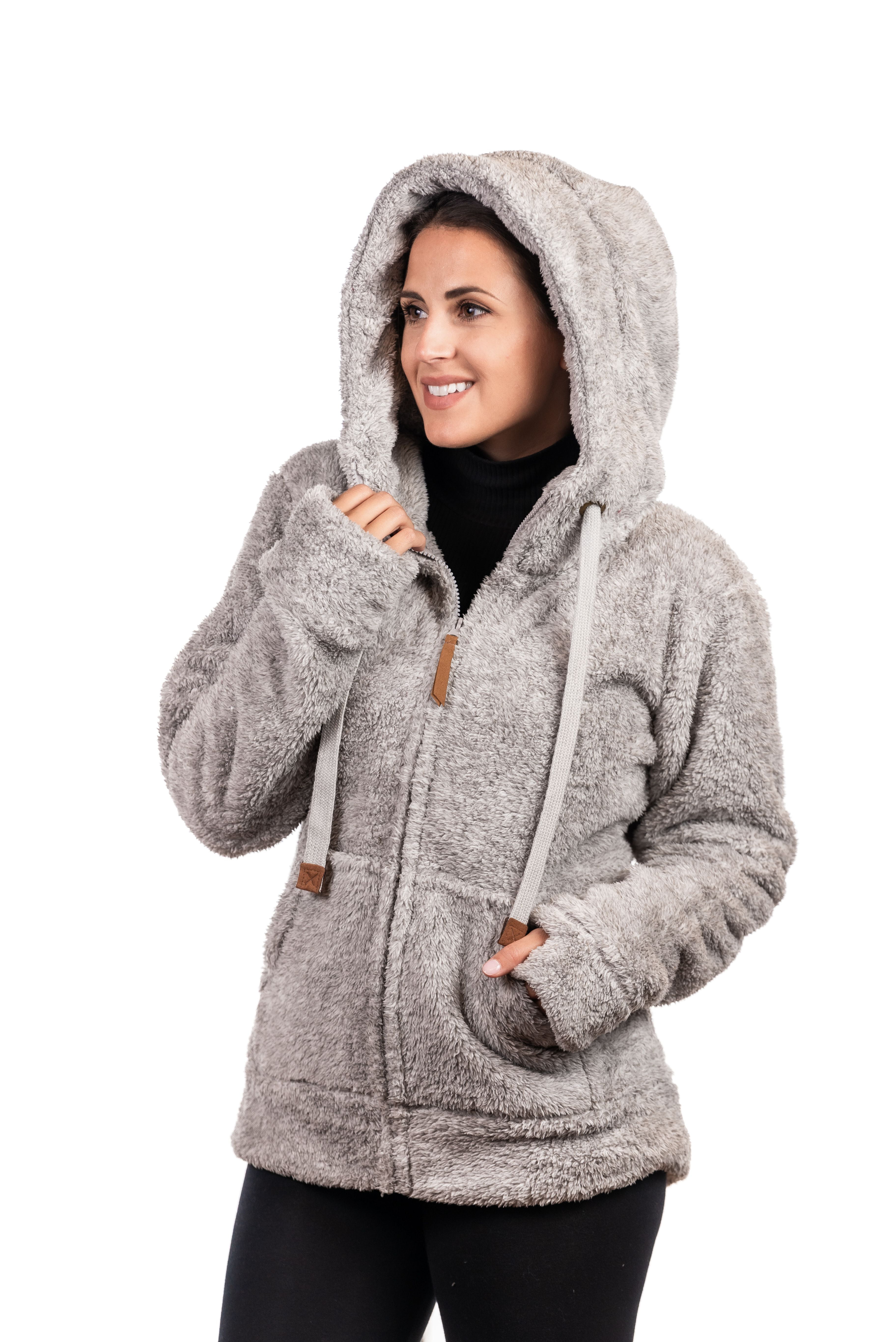 TrailCrest - Trailcrest Women's Fuzzy Fleece Full Zip Hooded Jacket