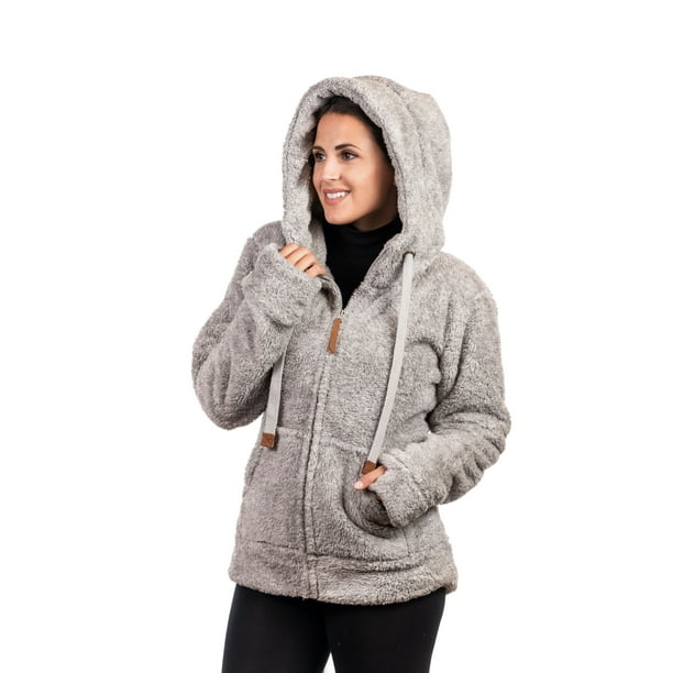 TrailCrest - Trailcrest Women's Fuzzy Fleece Full Zip Hooded Jacket