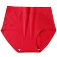 thumbnail image 3 of Oksale Plus Size Cotton Underwear Women Sexy Lace Panties High Waisted Breathable Panty Briefs Soft Cozy Solid Color Underpants Red 4XL, 3 of 9