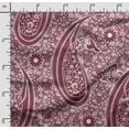 thumbnail image 2 of Soimoi Asian Paisley Print, Poly Taffeta Fabric, Decor Sewing Fabric by The Yard 56 Inch Wide, Decorative Fabric for Outdoor Upholstery, Umbrellas and Home Accents, Maroon & White, 2 of 5