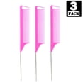 thumbnail image 2 of 3 Packs Rat Tail Comb Stainless Steel Pintail Comb Heat Resistant Teasing Comb Metal Alligator Curl Clips, 2 of 5