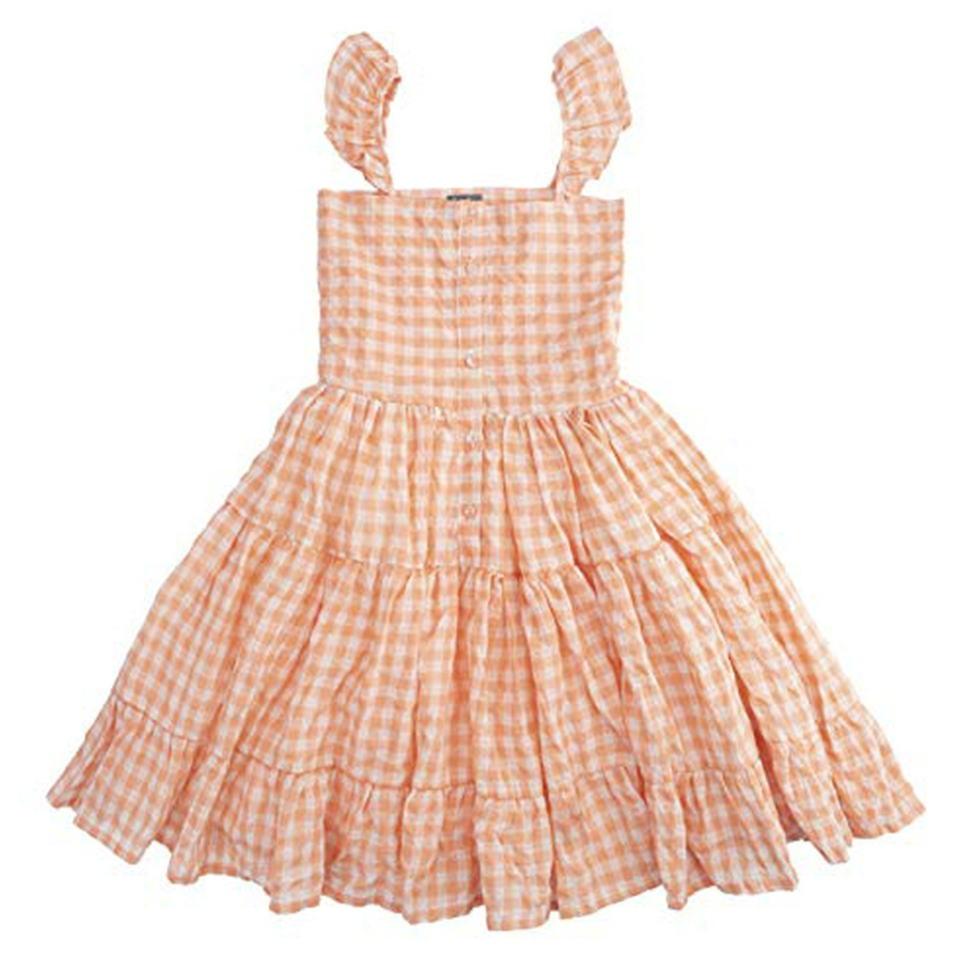 Tocoto Vintage Girls Checkered Print Dress Toddler Little Kids Big Kids 3 Pink