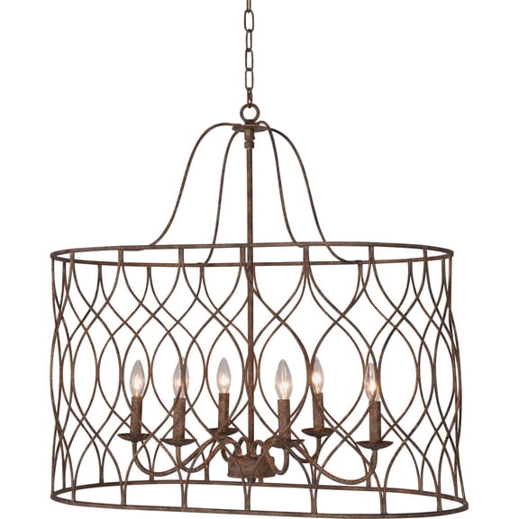 Moorish Style 6-Light Chandelier, Iron and Patina Finish