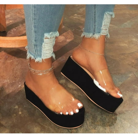 

Slippers Women s Sandals Transparent Roman Flats Slippers Casual Beach Thick Bottom Shoes