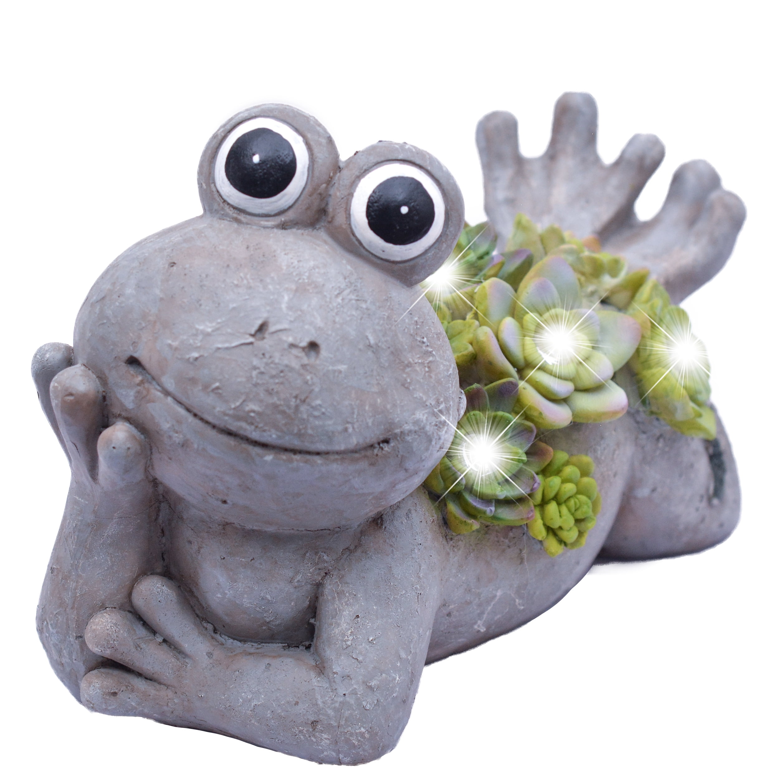 TERESA'S COLLECTIONS 7.3 inch Frog Garden Statues with Solar Lights for Garden Decor, Resin Lawn Ornaments Garden Sculptures Animal Figurines for Outdoor Patio Yard Porch Decorations