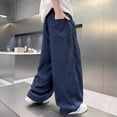 thumbnail image 5 of Hurxie Boys Baggy Sweatpants Wide Leg Open Bottom Elastic Waist Athletic Joggers Pants with Pockets Navy,14-15 Years, 5 of 7