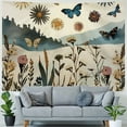 thumbnail image 4 of Fenyluxe  Boho Tapestry King Size, Mid Century Modern Meadow with Mountains Butterfly Leaves on Creamy Back, Wall Hanging Bedspread Bed Cover Wall Decor 40x60inch, 4 of 6