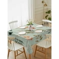 thumbnail image 2 of Spring Leaves Rectangle Tablecloth, Pink Flowers Pastoral Botanical Green Waterproof & StainResistant Tablecloth, Washable Oil-proof Table Cover for Dining/Party/Wedding/Camping/Buffet 52x70 In, 2 of 9