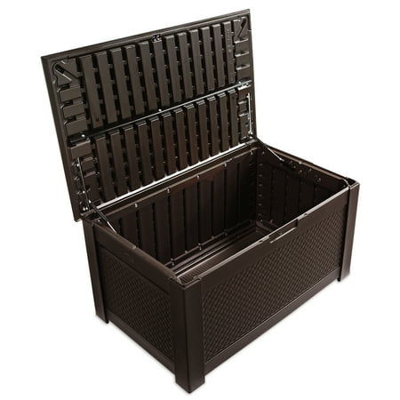 Rubbermaid Patio Chic Deck Box Storage Bench, Dark (Best Edh Deck Box)