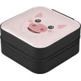 thumbnail image 3 of SKYSONIC Pig Travel Jewelry Box PU Leather Jewelry Organizer Ideal Gift for Women Girls, Portable Mini Jewelry Travel Case for Stud Earrings Rings Necklaces Bracelets, 3 of 7