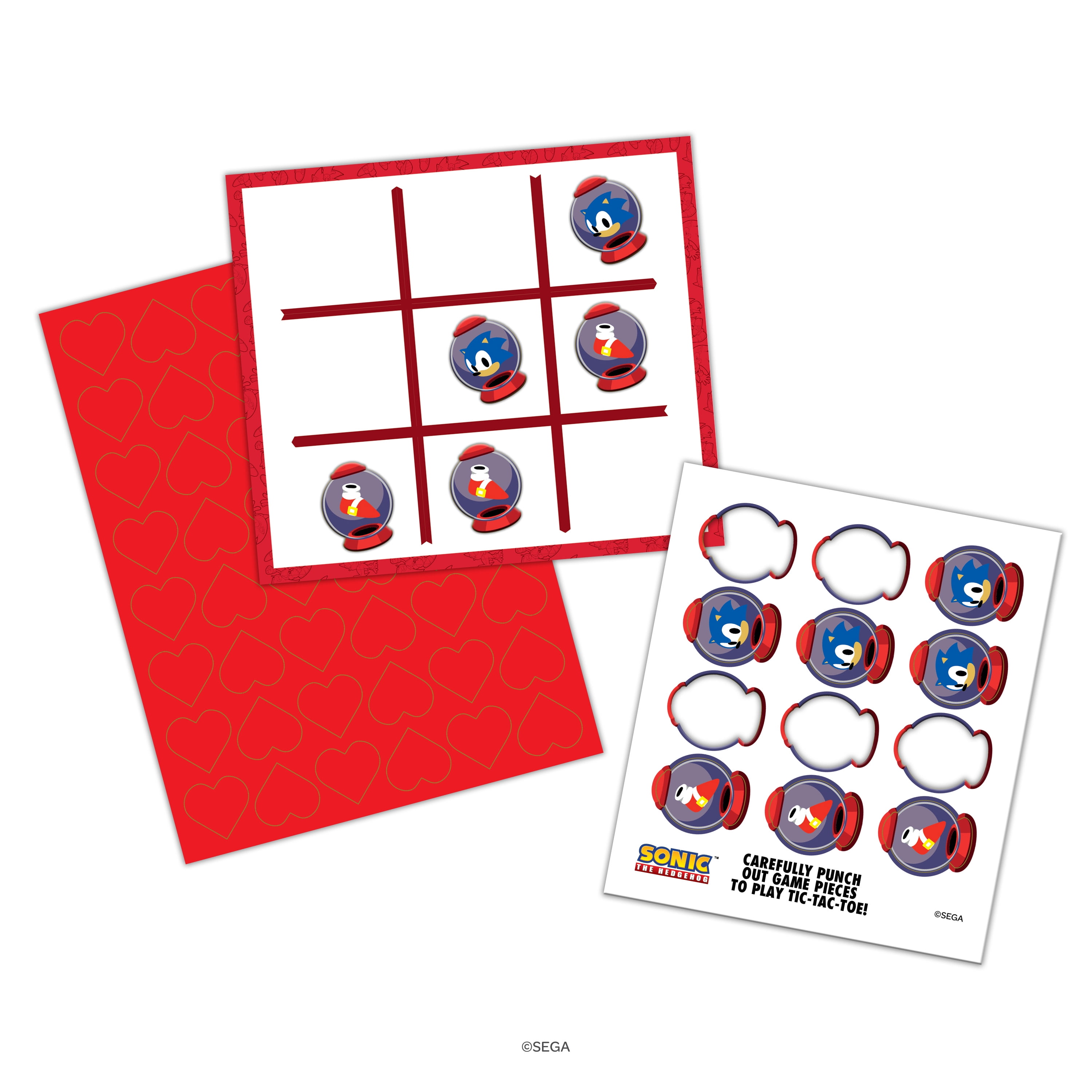 Sonic The Hedgehog Valentine’s Day Cards, 16 Classroom Exchange Greeting Cards Tic-Tac-Toe Game for Kids