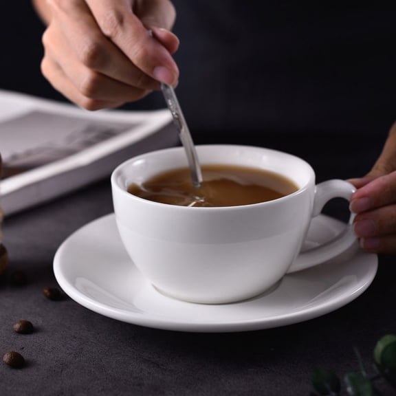 Toyvian Elegant Ceramic Coffee Cup and Saucer Set, 1 Piece - Stylish Tea Cup and Dishware for Home, Office, and Everyday Use