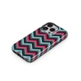 thumbnail image 3 of DesignSkinz Scratch-Resistant Hard Slim Case Compatible with iPhone 13 (Compatible with MagSafe) - Sharp Pink & Teal Chevron Pattern, 3 of 9