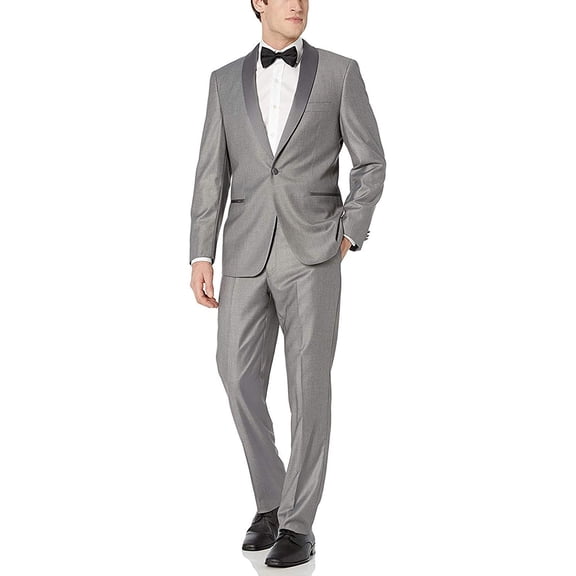 Adam Baker Men's Modern Fit Two-Piece Shawl Lapel Tuxedo Suit