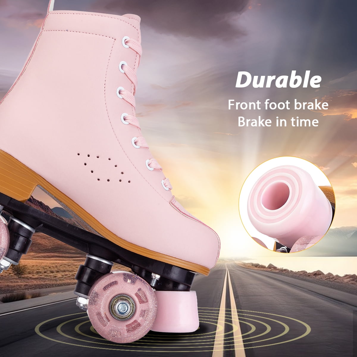 EONROACOO Roller Skates for Women Girls with Light up Wheels, Adult Pink Skates(Women 10/Men 8.5)