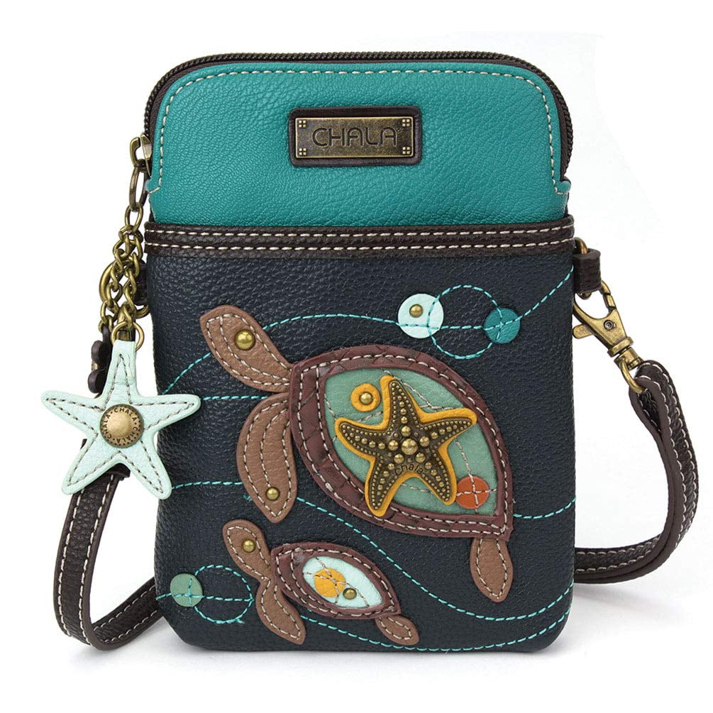 Bolso bandolera para teléfono celular CHALA Two Turtles Navy