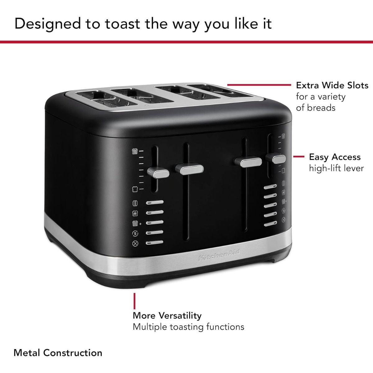 KitchenAid 4 Slice Metal Toaster | Matte Black
