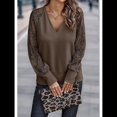 thumbnail image 4 of Camisas de Larga para Mujer, Blusas de Encaje con Cuello en V, Blusas Informales de Negocios, Conjuntos de Moda de Otoño, Ropa Marrón Oscuro L, 4 of 7