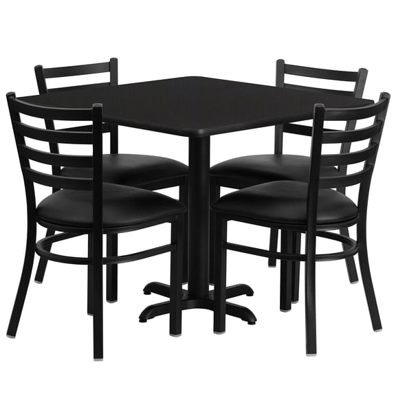 Bowery Hill 5 Piece Laminate Table Set in Natural and Black