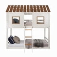 thumbnail image 4 of Nara Twin Size Bunk Bed- House Design with Ladder- White Rustic Wood, 4 of 6