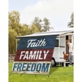 thumbnail image 4 of 4th of July RV Awning Sun Shade Screen 9'X7' USA Flag Blue Wood Mesh Sunscreen Faith FamilFreedom Awning Shade Screen with Zipper UV Blocker Completed Kits Outdoor Canopy for RV Motorhome Camper, 4 of 7