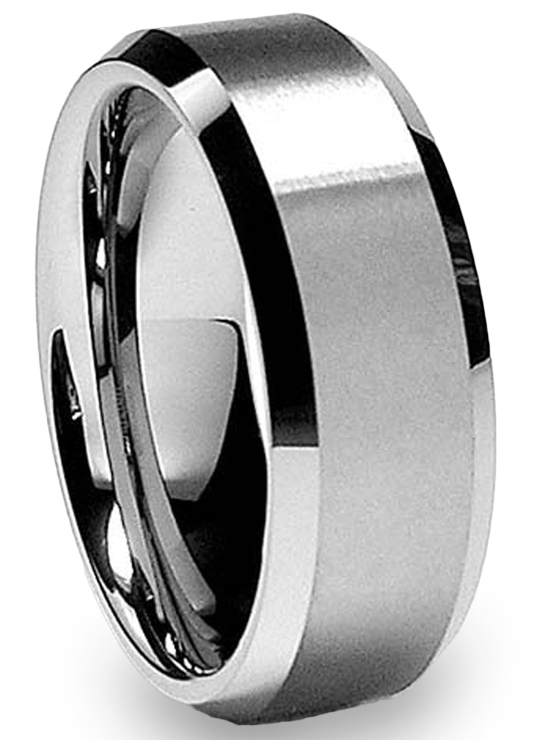 Silver Tungsten Carbide Tiara Ring 8mm Wedding Band Anniversary Ring for Men and Women Size 8.5