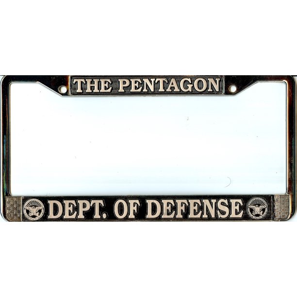 Pentagon Dept. Of Defense License Plate Frame Free Screw Caps with this