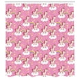 thumbnail image 3 of Ambesonne Cartoon Shower Curtain, Unicorns on Clouds, 69"Wx84"L, Pink Yellow White, 3 of 3