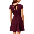 thumbnail image 2 of B. Darlin Womens Juniors Crepe Bow-Back Fit & Flare Dress Purple 7/8, 2 of 2