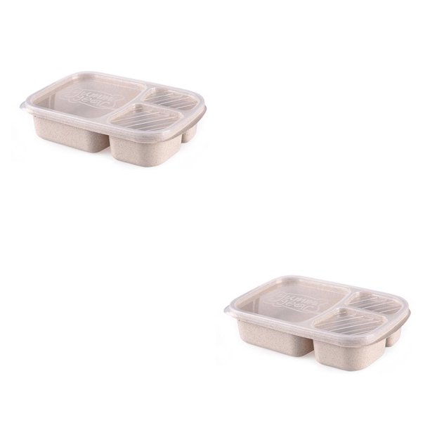 Advancent Recipiente de comida de paja de trigo de alta calidad, 1 unidad, horno microondas, contenedor de almacenamiento de alimentos para estudiantes y beige 2piezas Advancent CBP045720