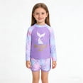thumbnail image 2 of Girls Rash Guard Two Piece Swimsuit - Long Sleeve Bathing Suit with UPF 50+ Sun Protection Full Length Pants Scale Print Swimwear for Kids Ages 3-8(Purple2/5Y), 2 of 9