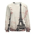 thumbnail image 7 of Eiffel Tower Women's Floral Printed Sweatshirt Long Sleeve Crewneck Casual Loose Vintage Graphic Pullover Tops, 7 of 7