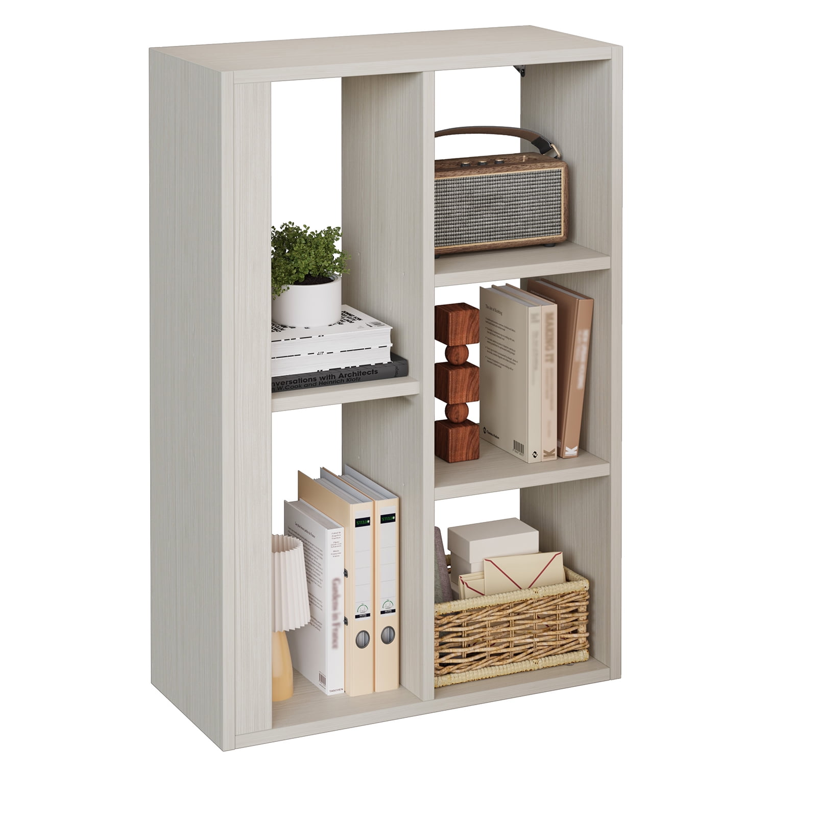 Pinmoco 5-Cube Reversible Toy Storage Organizer LED Kid's Shelf Multipurpose Bookcase, Gray
