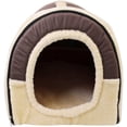 thumbnail image 5 of Caseta y alojamiento 2 en 1 para mascotas, lavable a máquina, antideslizante, plegable, suave, cálida, para perros, gatos, cachorros y conejos, cama con cojín extraíble, marrón M, 5 of 5