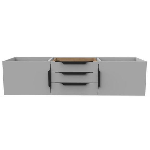 Alpine 60" Wood Floating Vanity Base with Black Handles in Gray