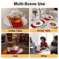 thumbnail image 2 of Red Vintage Round 15 Inch Placemats Set of 4, Geometric Stripes Simple Lines HeatResistant Non Slip Place Mats for Dining Table, Wipeable Braided Kitchen Table Mats for Housewarming, 2 of 9