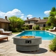 thumbnail image 3 of 34-inch Round Propane Fire Pit Table 50,000 BTU With Round Burner Lid Glass Rocks & Cover For Outdoor Patio, 3 of 9