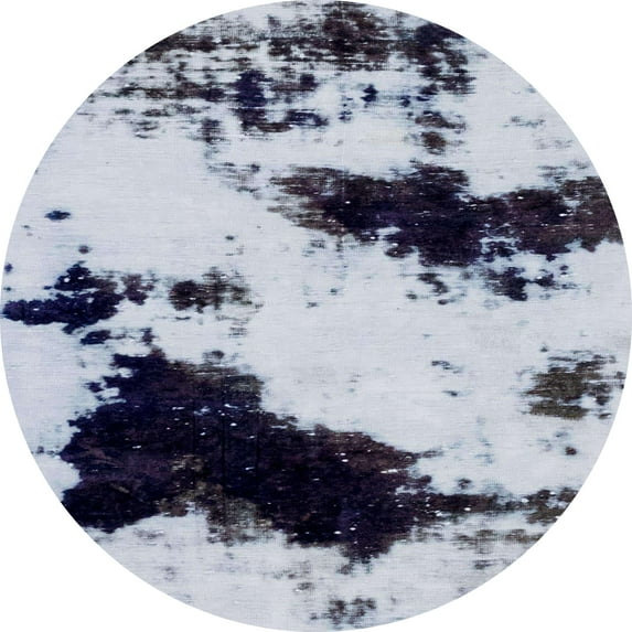 Ahgly Company Machine Washable Indoor Round Abstract Blue Angel Blue Area Rugs, 3' Round
