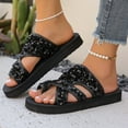 thumbnail image 7 of THDHVS Womens Wedge Sandals,Wedge Sandals for Women,Women Basic Plain Slippers Slip Sandals Slides Casual Peep Toe Beach Black 7.5, 7 of 7