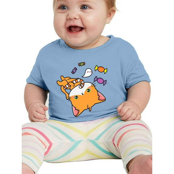 Cute Pumpkitty W Candy. T-Shirt Infant -Image by Shutterstock,  6 Months