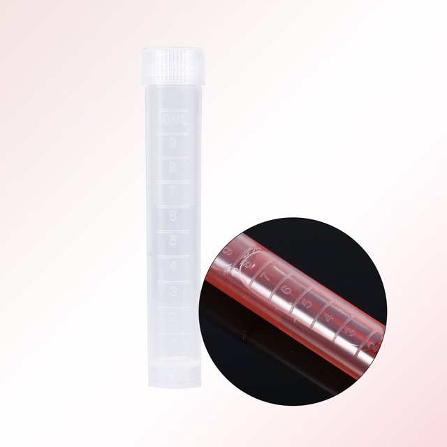 Tubos de ensayo plásticos científicos de 10 ml tapas del tubo del tornillo Tapón de sello transparente del sello del tanque, parte inferior cilíndrica paquete de 10) Khall GS00125