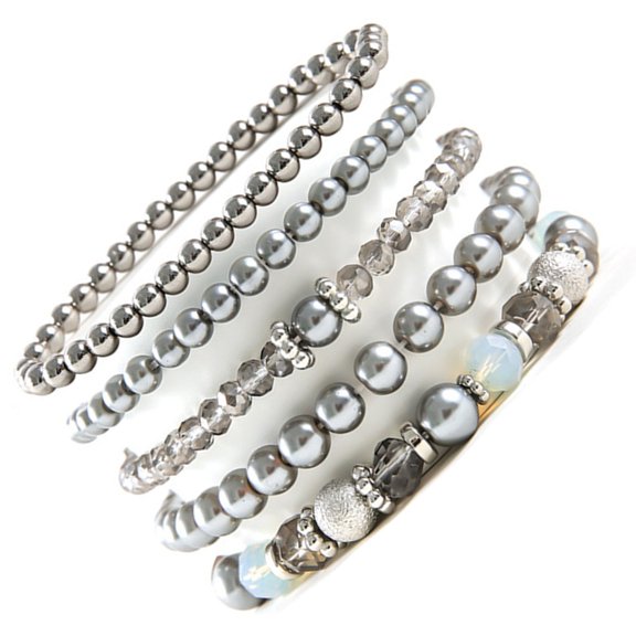 AOOOWER 5pc Versatile Crystal Beaded Bracelet Collection for Unique Style and Elegances