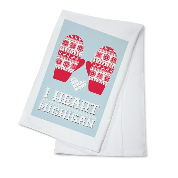 I Heart Michigan, Mittens (100% Cotton Tea Towel, Decorative Hand Towel, Kitchen and Home)