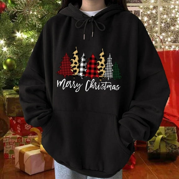 Babysbule Christmas Shirts for Women Women Casual Fashion Printed Pullover Long-Sleeved Sweater Tops Fashion