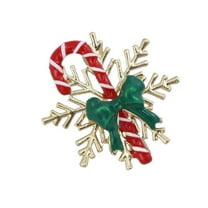 Elegant Christmas Snowflake Cane Brooch Alloy Corsage Pin Festive Holiday Party Accessory Gift Chest Decoration