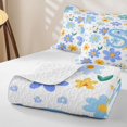 thumbnail image 4 of Meiyoeat Delicate Wildflower Letter S Twin Quilt Set for Girls,Cute Art Twin Coverlet Set for Bedroom,Light Blue Yellow White, 4 of 7
