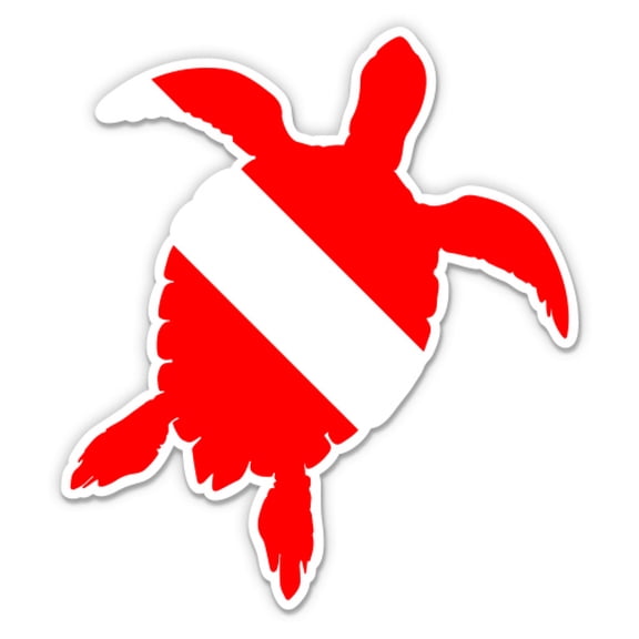 Scuba Turtle - 3" Vinyl Sticker - For Car Laptop I-Pad Phone Helmet Hard Hat - Waterproof Decal
