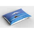 thumbnail image 2 of Ambesonne Island Pillow Sham 2 Pack, Ocean Seascape Beach, 36"x20", Blue and Beige, 2 of 3