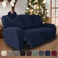 thumbnail image 4 of Y YUNHSOM Stretch Recliner Chair Covers, Recliner Sofa Slipcovers Stripe Jacquard Recliner Couch Covers Furniture Protector Covers for Pet Kid (3 Seater, dark blue), 4 of 9